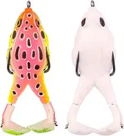 2PCS Frog Fishing Bait Double Propeller Soft Lure Kit, Especially for Bass Freshwater Saltwater Fishing Lures