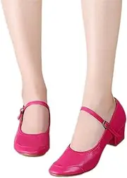 [ZIRIA] Women Sweet Golden Ballet Dance Shoes Lady Cool Silver Comfort Summer Square Heel