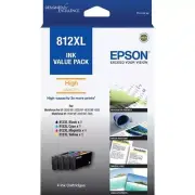 Genuine Epson 812XL High Yield Ink Cartridges Durabrite