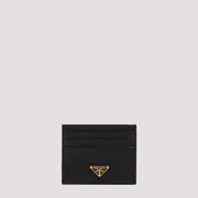 [Prada] Prada-Black Leather Card Holder-Donna OS OS