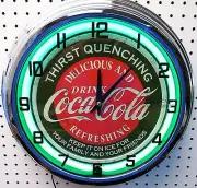 17" Drink Coca-Cola Thirst Quenching Coke Sign Green Neon Clock