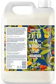 Faith In Nature Natural Grapefruit and Orange Hand Wash, Invigorating, Vegan and Cruelty Free, No SLS or Parabens, 5L Refill Pack