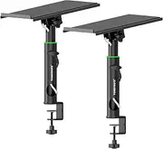 Pair of Studio Monitor Stands Desk Clamp Speaker Stands 0-12°Tilt Height Adjustable with Cable Management