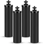 Water Filter Replacement for Berkey, NSF/ANSI 42 Certified Water Filter System Black Activated Carbon Filters Elements Compatible with Berkey® BB9-2® Gravity Filtration System, Pack of 4