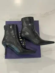 Stuart Weitzman Credenza Black Calf 6W80176 Square Toe Ankle Booties Boots Pumps