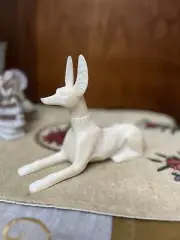 Handmade Egyptian God Anubis Statue from Alabaster Stone , God of mummification