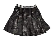 BCBGeneration Mini Skirt Size 0 Black Shine Lasercut Eyelet Back Zip NWT