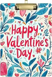 Police Clipboard Cute Floral Hearts Happy Valentine's Day A4 Paper Sheet Clip Boards for Football Softball Coaching 12 x 9 with Metal Clip