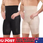 Mens Compression High Waist Boxer Shorts Body Shaper Girdle Tummy Slimming Pants