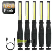 1-5 Pack Magnetic Base LED COB Work Light Rechargeable Mechanic Torch Flashlight