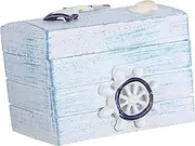 KAILIKETIY Ocean Themed Wooden Jewelry Storage Box Nautical Decor Small Treasure Chest for Bedroom Dec