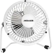 Heller 10cm High Velocity 1 Speed Mini Metal Office Desk/Table Fan w/USB White