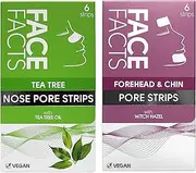 Set of 12: 6 Face Facts Tea Tree Nose Pore Strips and 6 Face Facts Witch Hazel Forehead & Chin Pore Strips – Bundled by Smart Cutie