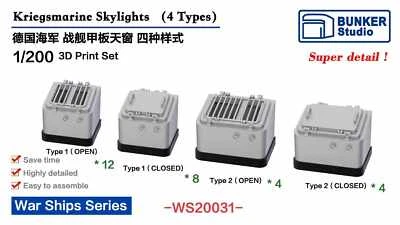 BUNKER Studio WS20031 Kriegsmarine Skylights （4 Types）3D Print Set