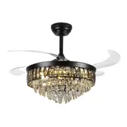 Windora Nyx 42" Black Crystal Chandelier DC Ceiling Fan w/ 3CCT LED Remote