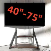 FIN 2 Tier Large TV Floor Stand 40-75" TV Mount Cabinet Wood Shelf Height Adjustable