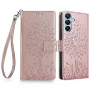 For Samsung Galaxy A15 4G/A15 5G ic Case Imprinted Deer Tree Pattern Cover with Hand Strap