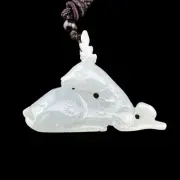 Certified Grade A Natural Burma Jadeite Deer Pendant - Bluish Green Jade Wealth