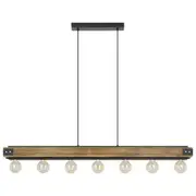 Layham 7 Light Pendant 60W Brown Wood - 205157
