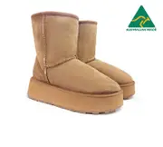Urban UGG® UGG Boots Australian Made Sheepskin Wool Short Platform - Chestnut / AU Ladies 4 / AU Men 2 / EU 35