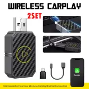 2Set Wireless CarPlay Adapter for Apple Plug Play Low Latency Converts Wired EXC