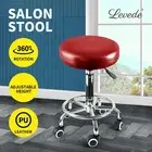 Levede Salon Stool Swivel Barber Stools Bar Chairs Lift Hairdressing Round Red