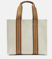 [Loro Piana] Loro Piana The Suitcase Stripe Medium canvas tote bag One Size white