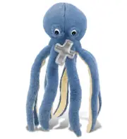 DolliBu Blue Octopus Stuffed Animal with Silver Cross Plush Toy - 15 Inches