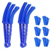 2 Pack Window Blind Cleaner Groove Gap Duster Brush with 6 Microfiber Sleeves
