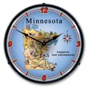 Minnesota Supports the 2nd Amendment, Lighted Backlit LED Clock