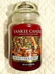 Yankee Candle 22oz Glass Jar Home For Holiday Rare Christmas Label Vintage NEW