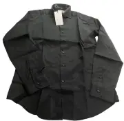 Reiss Black Two Fold Twill Button Up Shirt Medium