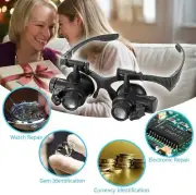 Head-mounted Magnifier Magnifying Glass Loupe Jeweler Watch Repair W/ LED Light