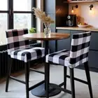2 Pack, Black Check Barstool Covers, Compatible with IKEA Henriksdal