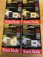 Four SanDisk 1-32Gb + 3-16GB Extreme SDSQXNE microSDHC Memory Card C10