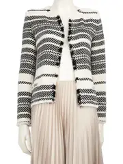 Black & White Striped Fitted Jacket
