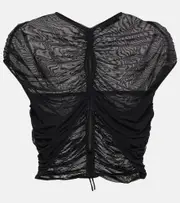 [Mugler] Mugler Cutout mesh crop top AU 16 black