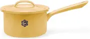 Tsukihito Seal Saucepan, 6.3 inches (16 cm), Single Handled Pot with Lid, Enamel, Made in Japan, IH Compatible, Camel