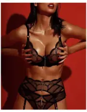 Rare Honey Birdette Gigi Black & Gold Suspender Size Large