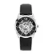 GUESS原廠平輸手錶 | 三眼日期顯示 鏤空錶盤 銀x黑 真皮錶帶 GW0389G1