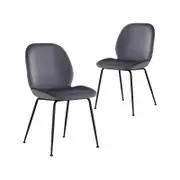 Remy Dining Chair Set of 2 Fabric Seat with Metal Frame - Charcoal