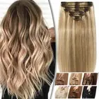 DOUBLE WEFT Seamless Clip in Remy Human Hair Extensions Thick Full Head Balayage