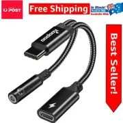 Multi-Device USB C to 3.5mm Headphone Adapter with PD Fast Charge - 1m Length