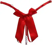 [Generic] Lace Thong Panties Lot Cutout Pendant Pearl Beads Butterfly G String Thong Underpants Cotton Brief Panties for Women