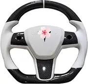 RWD Model Y Steering Wheel Compatible With Tesla Model 3/Y Heating Yoke Handle NAPPA Leather Car Steering Wheel 3 Accessories 2018-2024(New Y White Heat)