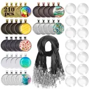 210Pcs Pendant Trays Kit, Bezel Pendant Trays Charms Bulk with Glass Cabochon...