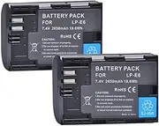 HOMERW 2650mAh LP-E6 Battery & Dual Charger Compatible with Canon Camera EOS 5DS R, 5D Mark II, III, 6D, 7D, 70D, 80D - High Capacity Rechargeable Power Solution(2 Battery)