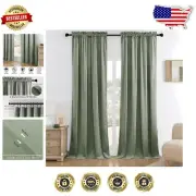 Luxury Sage Green Velvet Window Drapes 96in - Light Blocking & Noise Reducing