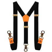 Men Black Y Back Suspenders Bronze Snap Hooks Braces for Wedding Party