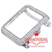 White Gold Tone Apple Watch Lab Diamond Fit Both Series # 2 & 3 Bezel Cover Case